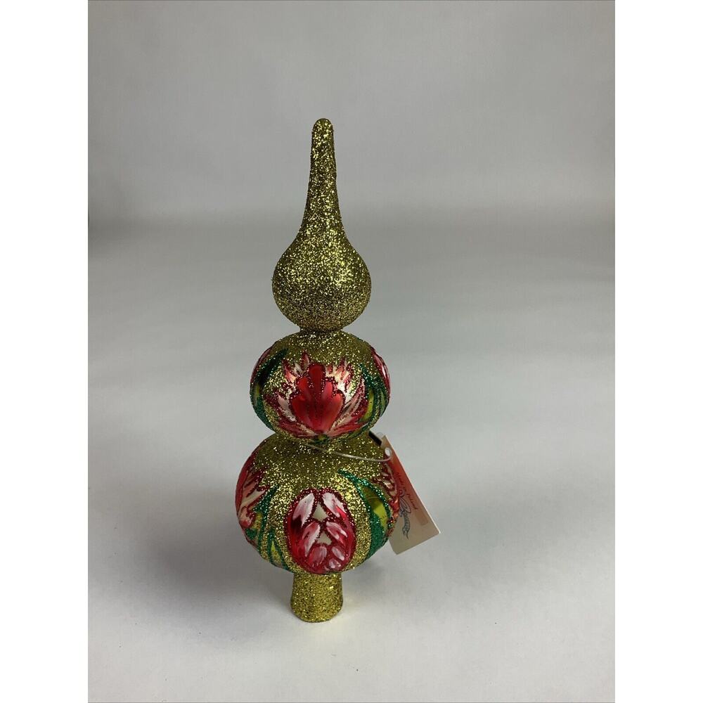 Vintage Larry Fraga Gold Glass Christmas Tree Topper Ornament Spring Pop Up - Picture 2 of 5